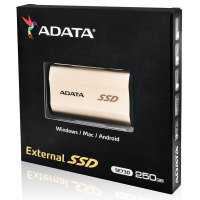 云南硬盘批发 威刚（ADATA） SE730H 256G USB3.1 TYPE-C固态移动硬盘SSD 金色 