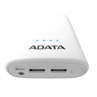 ADATA/威刚 P10050V 10050M毫安充电宝手机移动电源双USB接口 带LED照明功能 白色