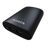 ADATA/威刚 P10050V 10050M毫安充电宝手机移动电源双USB接口 带LED照明功能 黑色