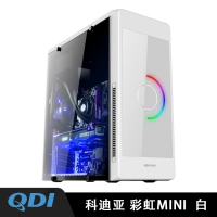 科迪亚 彩虹MINI ATX台式机箱电脑 游戏机箱侧透水冷机箱 月光白