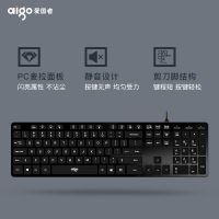 爱国者(aigo) V500曜石黑键盘 有线键盘 静音键盘 105键PC麦拉面板笔记本电脑一体机全尺寸USB接口 曜石黑