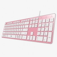 爱国者(aigo)V500有线键盘静音无声有线键盘家用办公游戏专用(粉色）