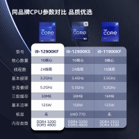 英特尔（Intel）12代 酷睿 i9-12900KF 处理器 16核24线程 单核睿频至高可达5.2Ghz 盒装