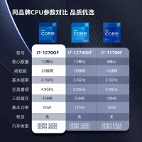 英特尔（Intel）12代 酷睿 i7-12700F 处理器 12核20线程 单核睿频至高可达4.9Ghz 散片