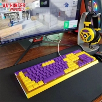 西部猎人 V100G 光轴（紫金色）专业电竞游戏有线机械键盘 独家私模 带多媒体按键