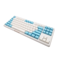 西部猎人 V300W 青轴 白+蓝 87键三模无线机械键盘（带蓝牙） 云南键盘批发