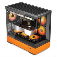 爱国者（aigo）星璨 岚 黑橙色 游戏电脑台式主机箱 支持360水冷 水族馆/M-ATX主板/四面快拆/270°海景房