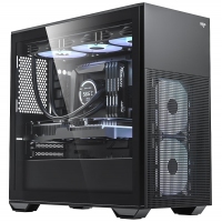 爱国者 W10 黑色 中塔式电脑机箱 支持MATX主板/顶置360水冷位/钢化玻璃侧板【MATX/顶置360水冷】