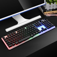 力鎂 GTX350 发光悬浮电竞游戏鼠标键盘（黑+白) 商务办公键鼠套装
