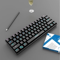 爱国心 GK806 有线无线三模2.4G蓝牙机械键盘 61键热插拔轴体 RGB幻彩灯光 黑色青轴