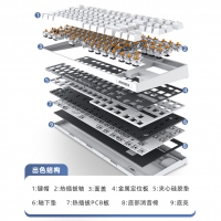 爱国心 GK87 青轴 黑色 有线无线三模2.4G蓝牙机械键盘热插拔轴体 RGB幻彩灯光客制化机械键盘87键PBT键帽