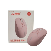 爱国心 Q301 2.4G高端电脑无线鼠标 粉色商务鼠标 办公鼠标