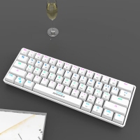 爱国心 GK806 灰白色青轴 有线无线三模2.4G蓝牙机械键盘 61键热插拔轴体 RGB幻彩灯光