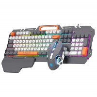 蝰蛇KM160 白灰 机械手感键盘金属面板游戏电竞发光笔记本台式通用有线键鼠套装