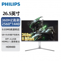 飞利浦 27M2N8500 27英寸 2K360Hz QD-OLED 原生10bit HDR400 0.03ms 电竞游戏显示器