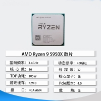 【锐龙R9 5950X游戏电竞】锐龙R9-5950X/华硕X570/64G/2TB/RX7700XT电竞游戏电脑主机